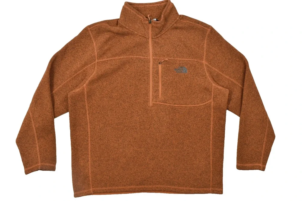 The North Face Men XXL Gordon Lyons Quarter Zip Fleece Sweater Pullover Brown Or